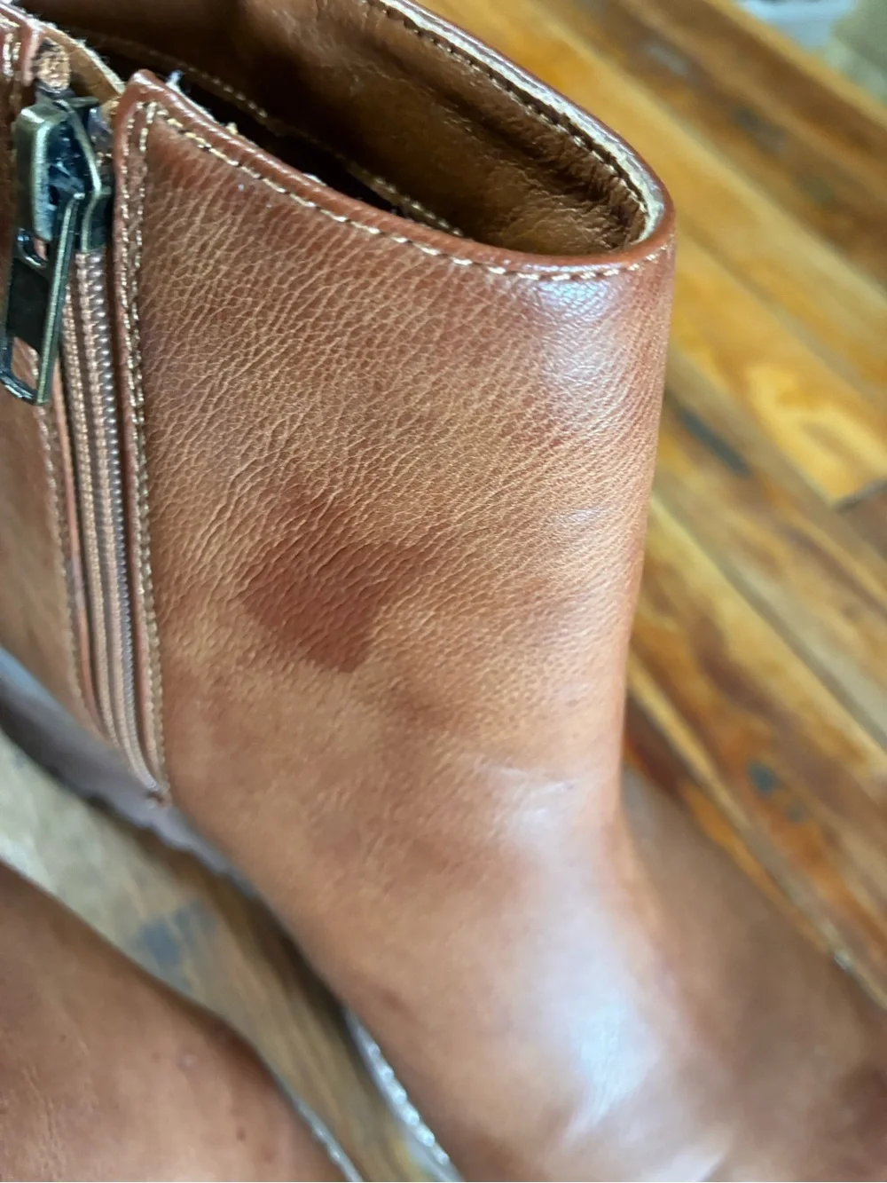 Yellow Box Cognac Wedge Ankle Boots with Side Zip size 9.5